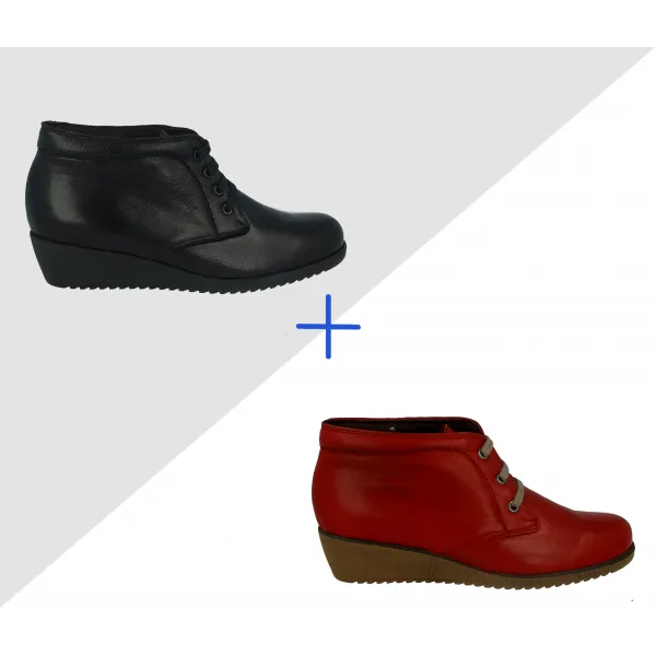 ♥ PACKS BOTINES CONFORT MUJER MOD. TUPIE 60 NEGRO Y ROJO